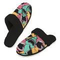 Scary Sharks Men's Fur Trim Thick-Sole Indoor Slippers 2XL Men's Fur Trimmed Slippers animal Ocean Printed Offshore