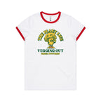 The Plant Life, Vegetarian - Women's Ringer Tee White Red Womens Ringer T-shirt Plants Printed In Australia