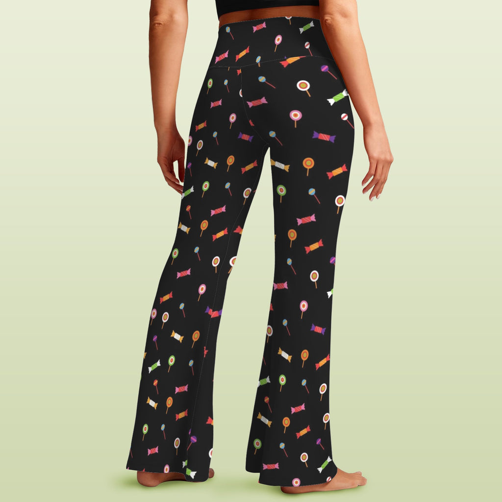 Candy High Waist Crossover Tummy Control Flare Leggings High Waist Flare Leggings Food Printed Offshore