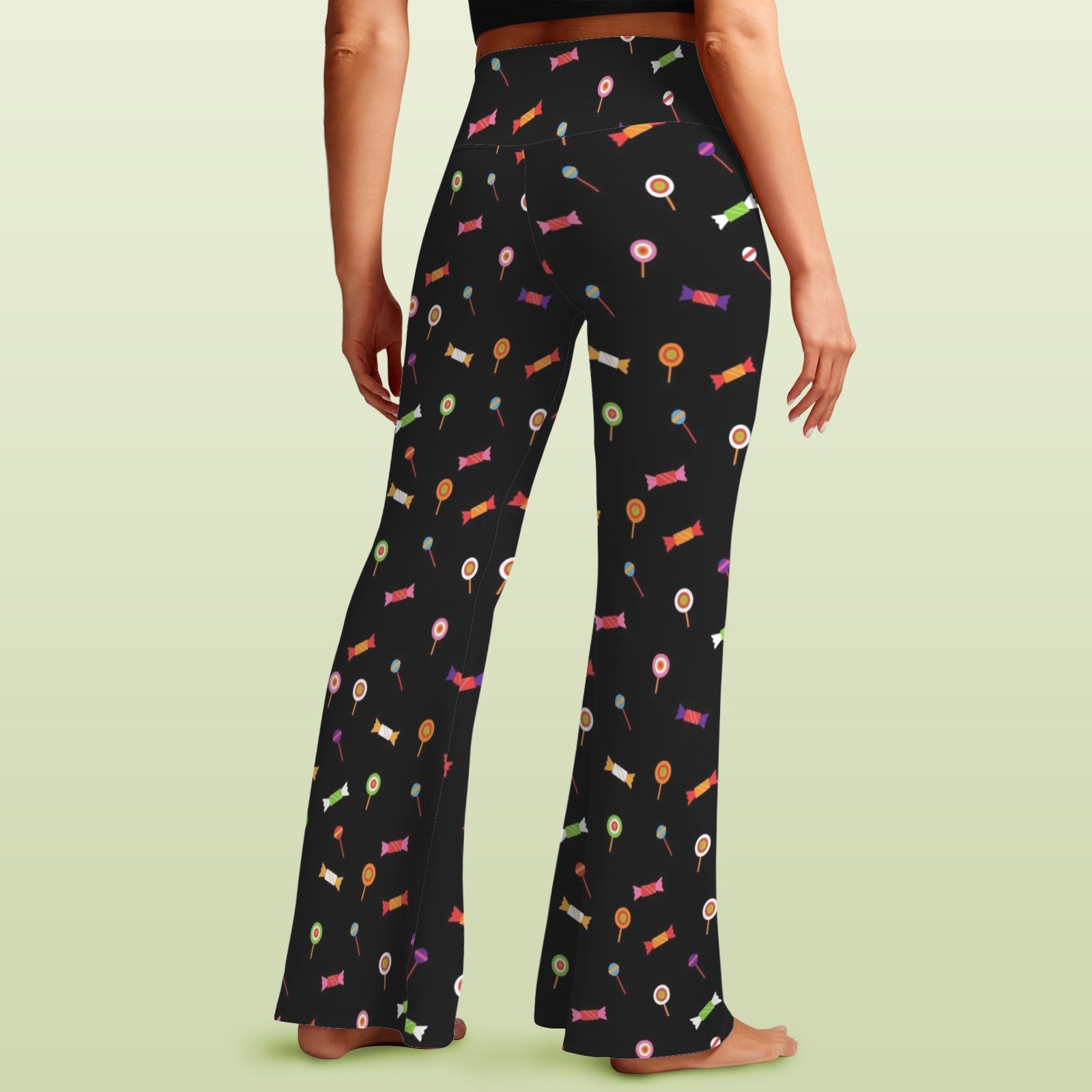 Candy High Waist Crossover Tummy Control Flare Leggings High Waist Flare Leggings Food Printed Offshore