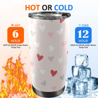 Pretty Hearts - 20oz Mobile Tumbler with Lid (Black Lock) 20oz Travel Mug Love Printed Offshore