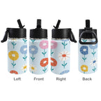 Abstract Cute Flowers 12oz Kids Water Bottle with Straw Lid