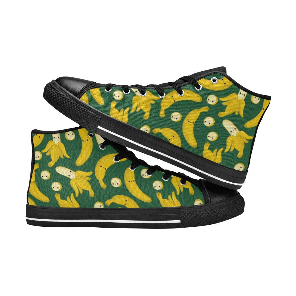 Happy Bananas - Kids High Top Canvas Shoes