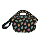 Colourful Cassettes Neoprene Lunch Bag/Large (Model 1669) Neoprene Lunch Bag Music Printed Offshore Retro
