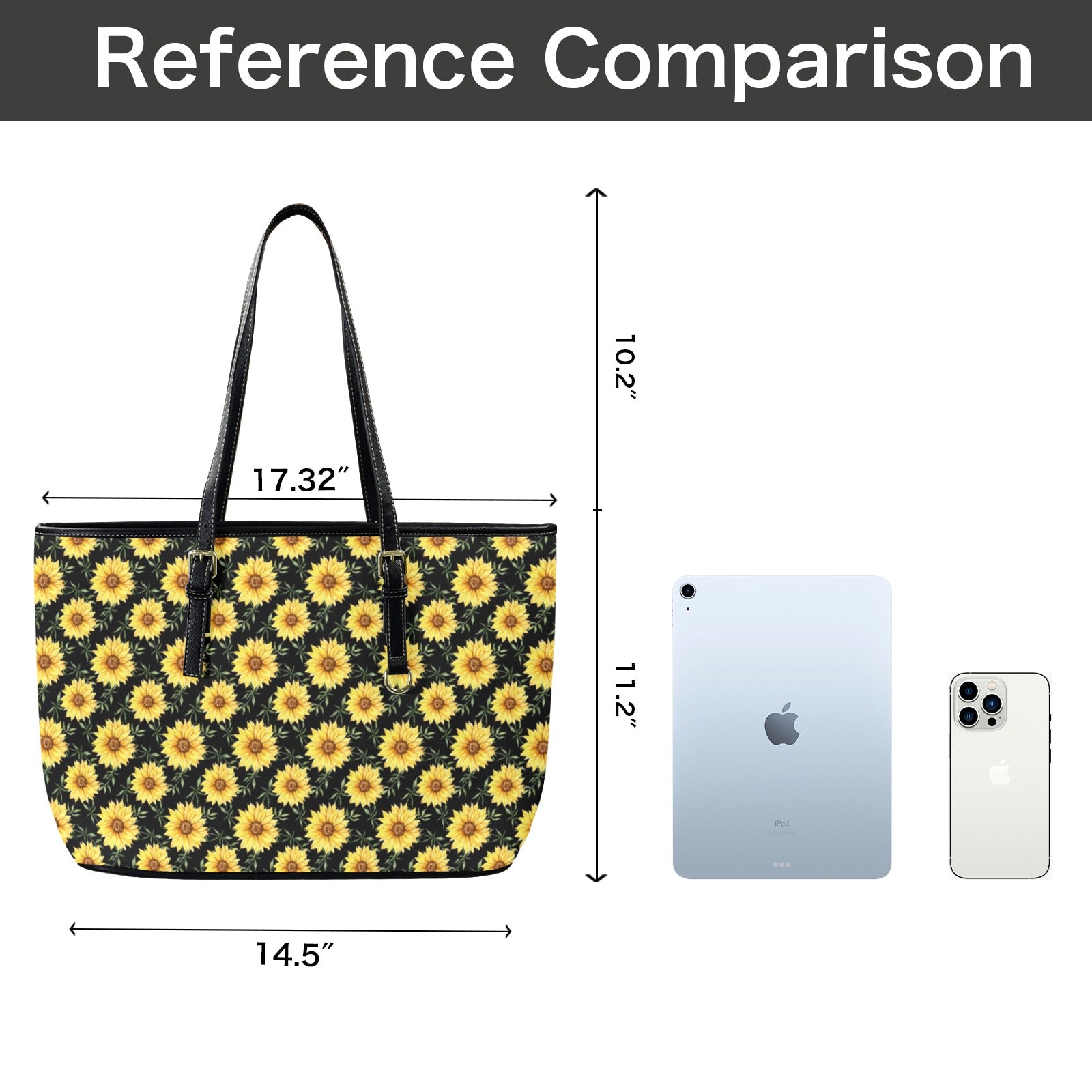Painted Sunflower - PU Leather Tote Bag - Large
