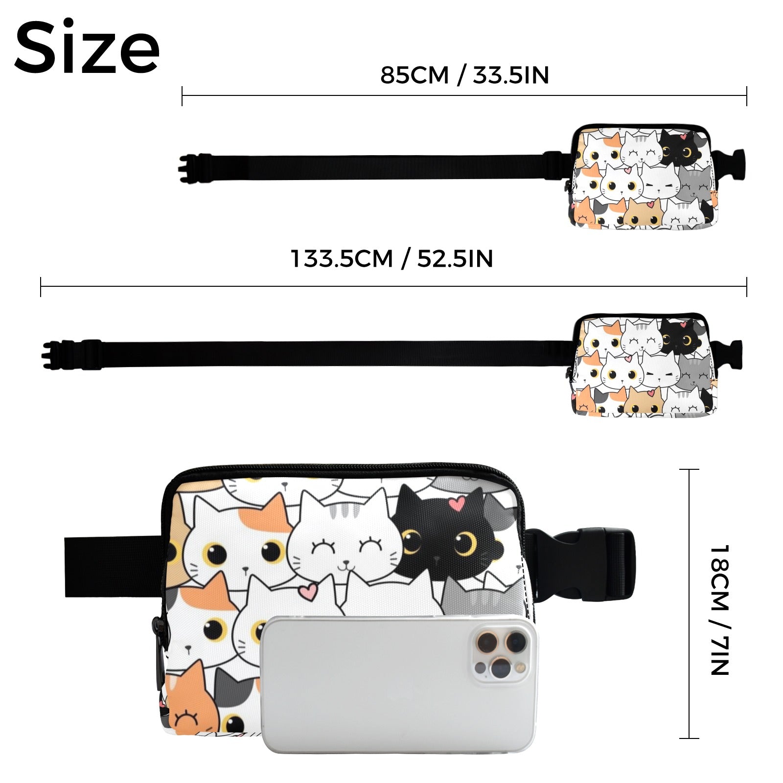 Cute Cartoon Cats - Belt Bag