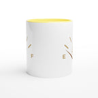 Coffee Fuel Gauge - White 11oz Ceramic Mug with Colour Inside Colour 11oz Mug Coffee Globally Fulfilled