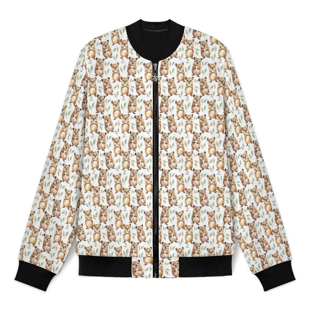 Quokkas Men's Casual Zip‑Up Bomber Jacket
