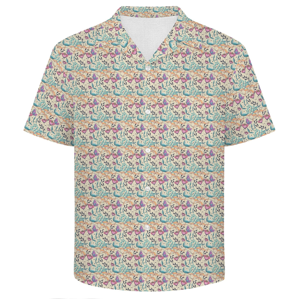Butterfly Floral Men's Crinkle Hawaiian Shirt