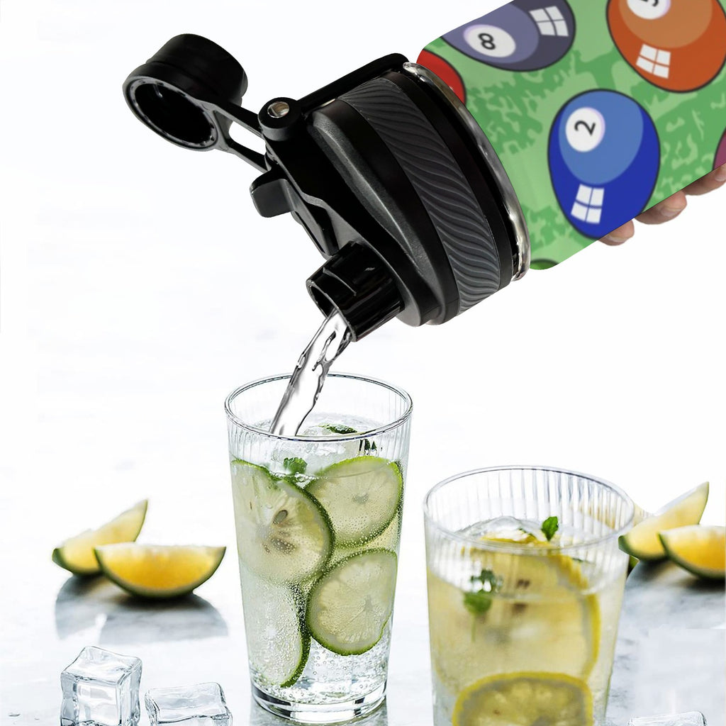 Pool Balls - Insulated Water Bottle with Dual-Use Lid (18oz) Insulated Water Bottle with Dual-Use Lid (18oz) Games Printed Offshore