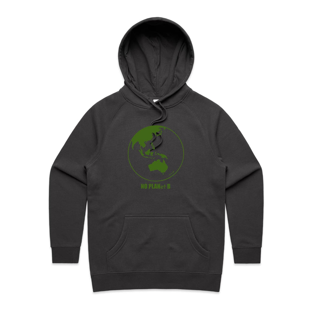No Planet B - Womens Hoodie Coal Womens Hoodie Environment Printed In Australia