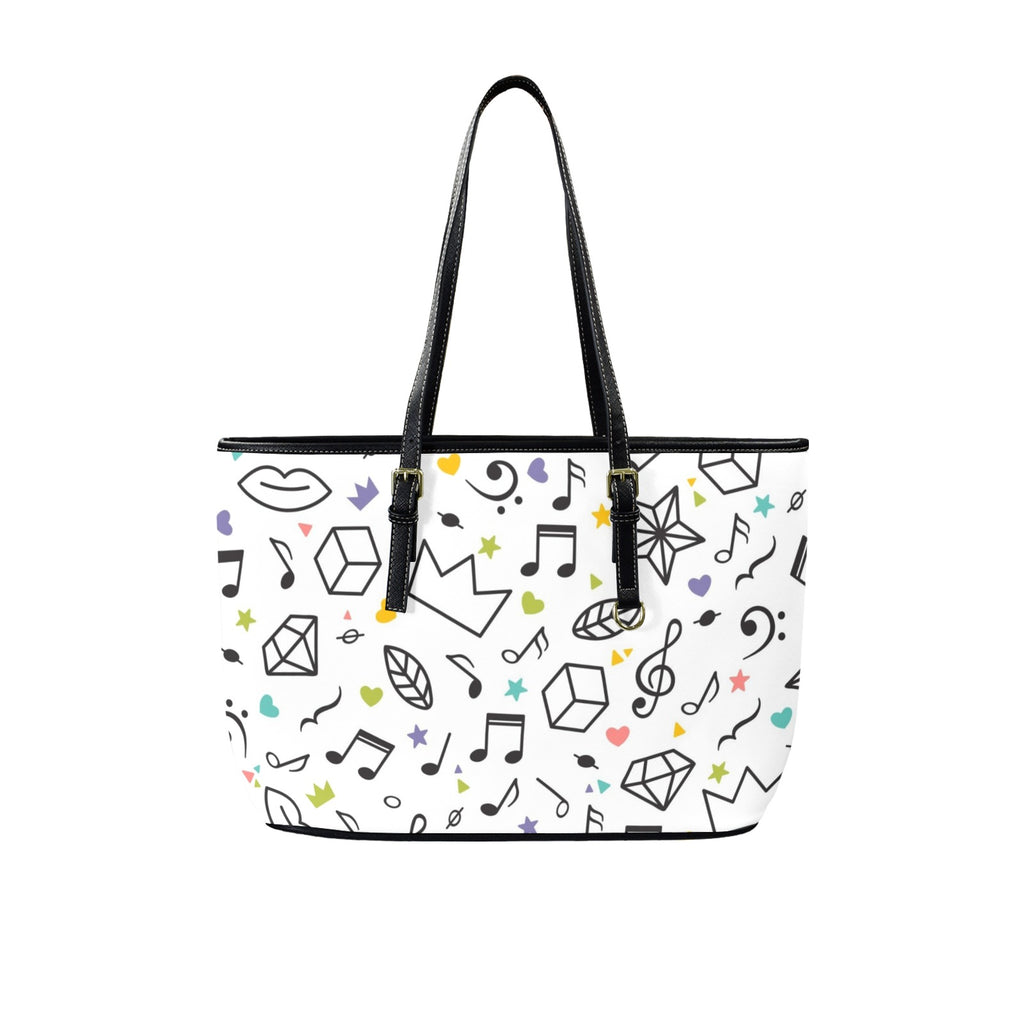Music Time - Leather Tote Bag-Large