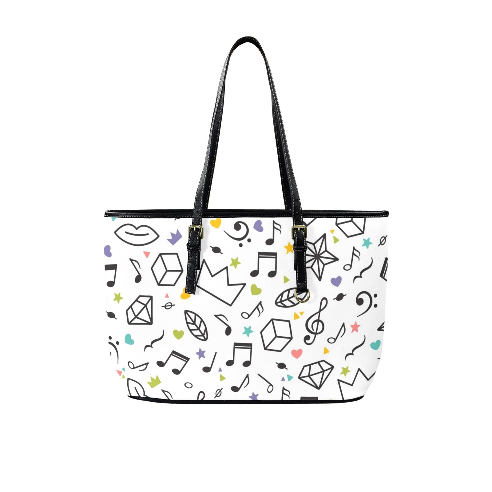Music Time - Leather Tote Bag-Large