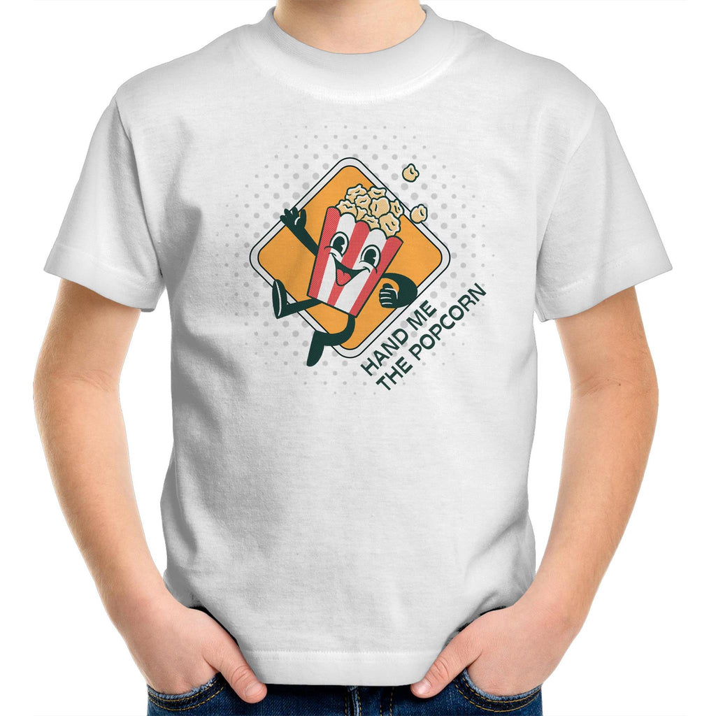 Hand Me The Popcorn - Kids Youth T-Shirt White Kids Youth T-shirt Food Printed In Australia
