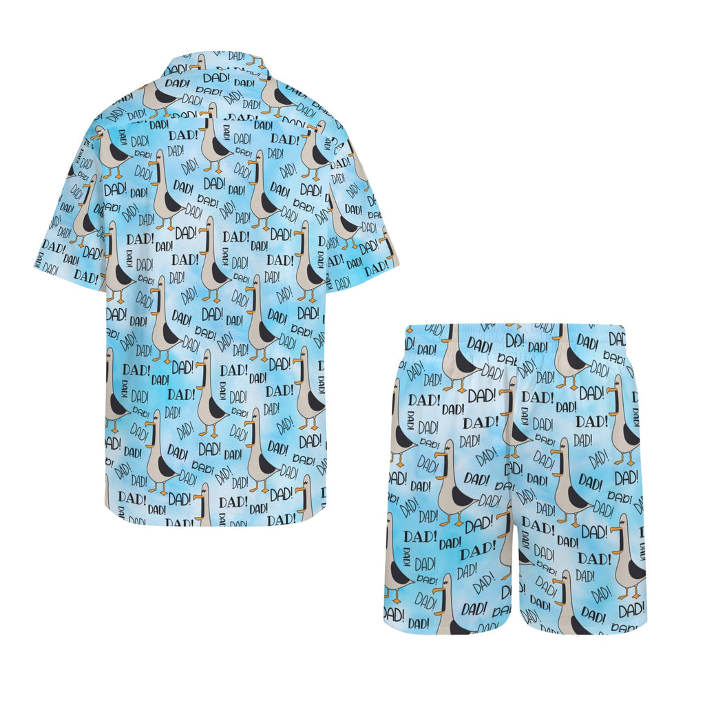Dad Seagull Men's Hawaiian Shirt & Shorts Set Men's Hawaiian Shirt & Shorts Set animal Dad Printed Offshore