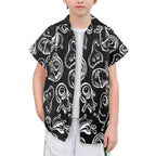Monsters In Black And White Senior Kids Hawaiian Shirt Senior Kids Hawaiian Shirt 8-15 Printed Offshore Sci Fi