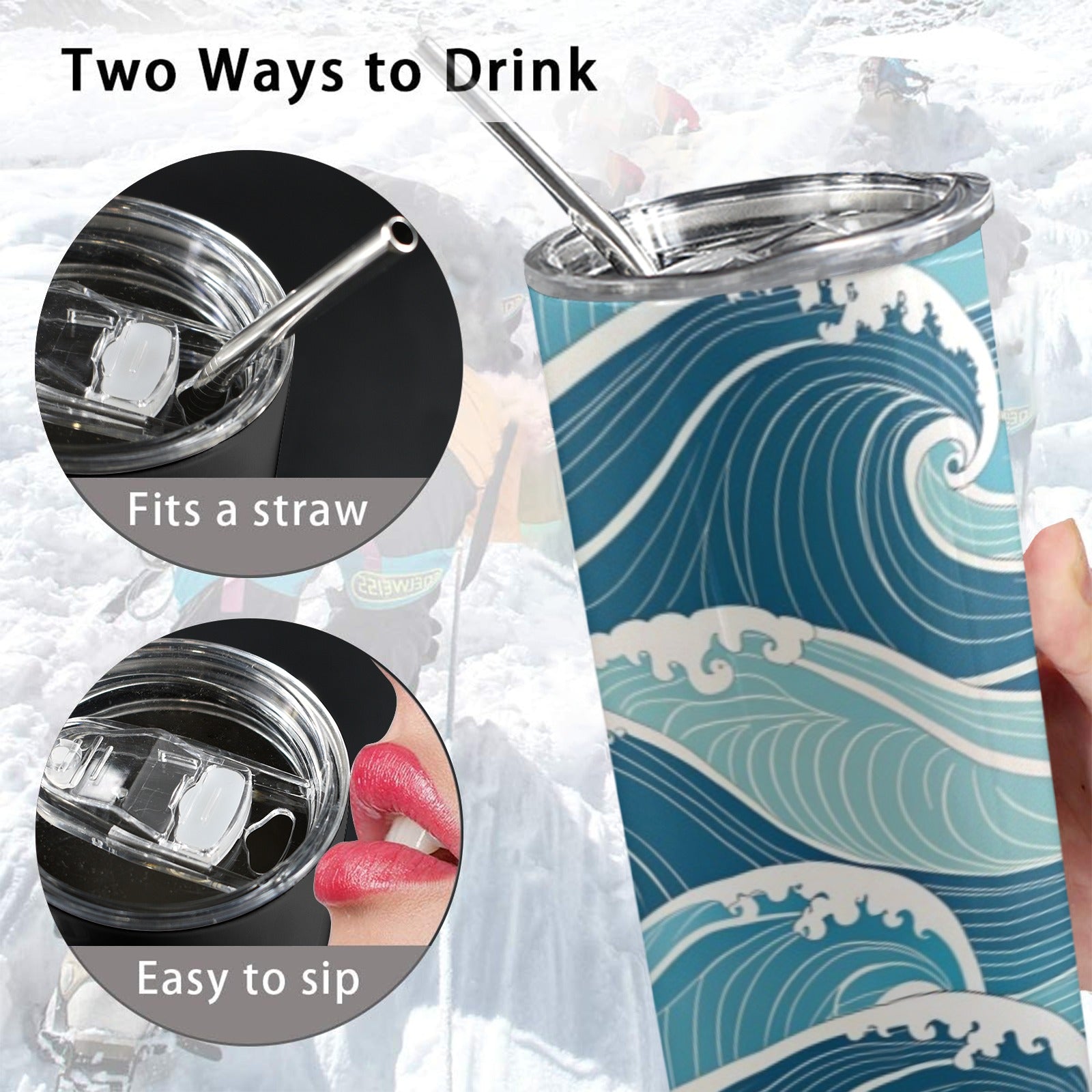 Ocean Waves - 20oz Tall Skinny Tumbler with Lid and Straw