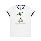 Square Roots, Maths Pun - Women's Ringer Tee White Navy Womens Ringer T-shirt Maths Printed In Australia
