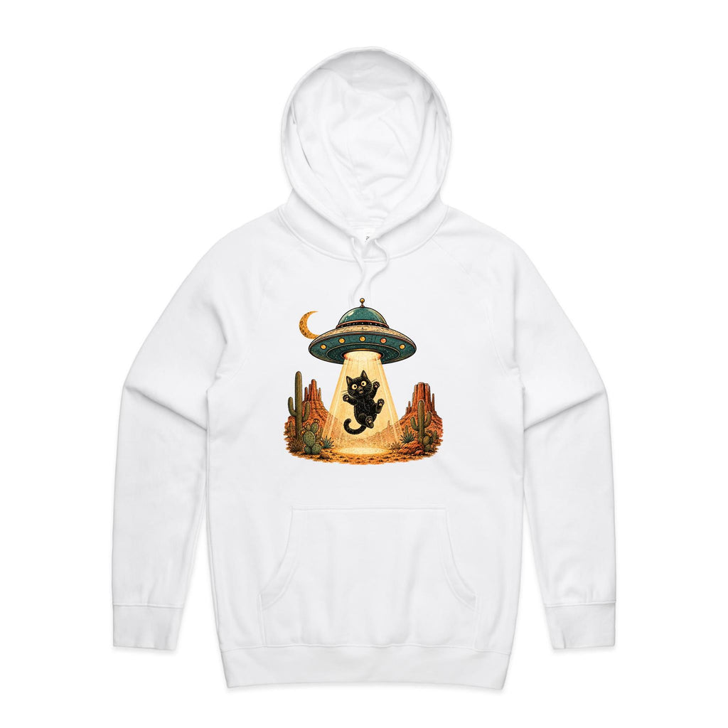 Black Cat Alien UFO Abduction Men's AS Colour Hoodie
