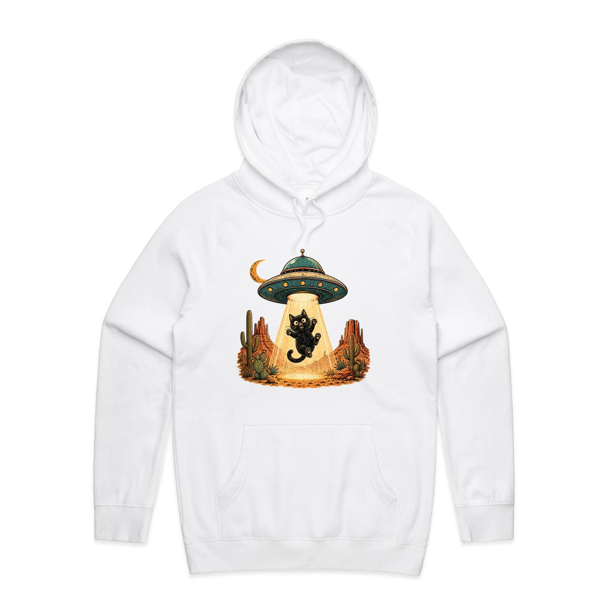 Black Cat Alien UFO Abduction Men's AS Colour Hoodie