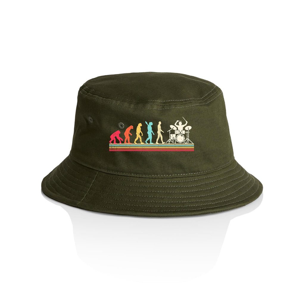 Drummer Evolution - AS Colour Bucket Hat Army One Size As Colour Bucket Hat Music Printed In Australia