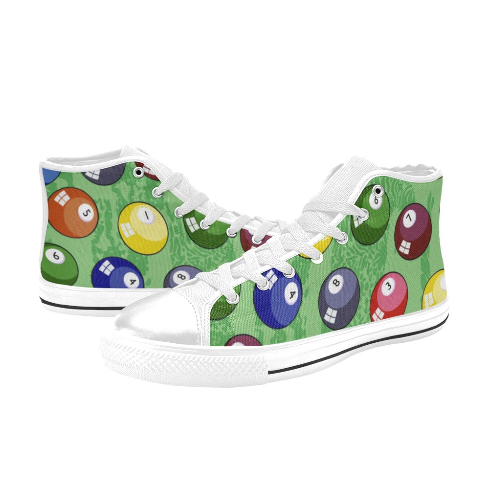 Pool Balls - Kids High Top Canvas Shoes