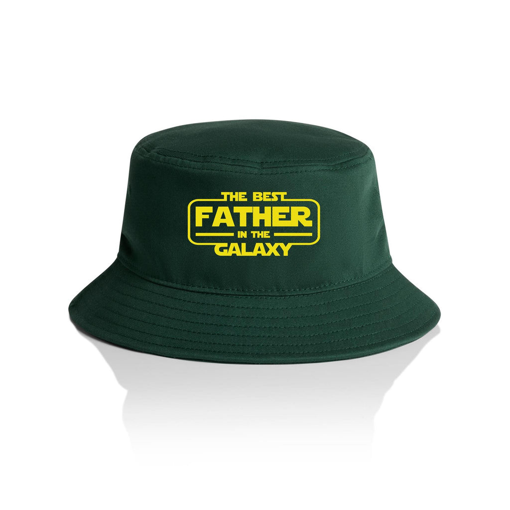 The Best Father In The Galaxy - AS Colour Bucket Hat Forest Green One Size As Colour Bucket Hat Dad Printed In Australia Space