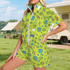 Go Green Women's Windbreaker Short Set Women's Windbreaker Short Set Environment Printed Offshore