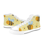 Bright Bees - Kids High Top Canvas Shoes