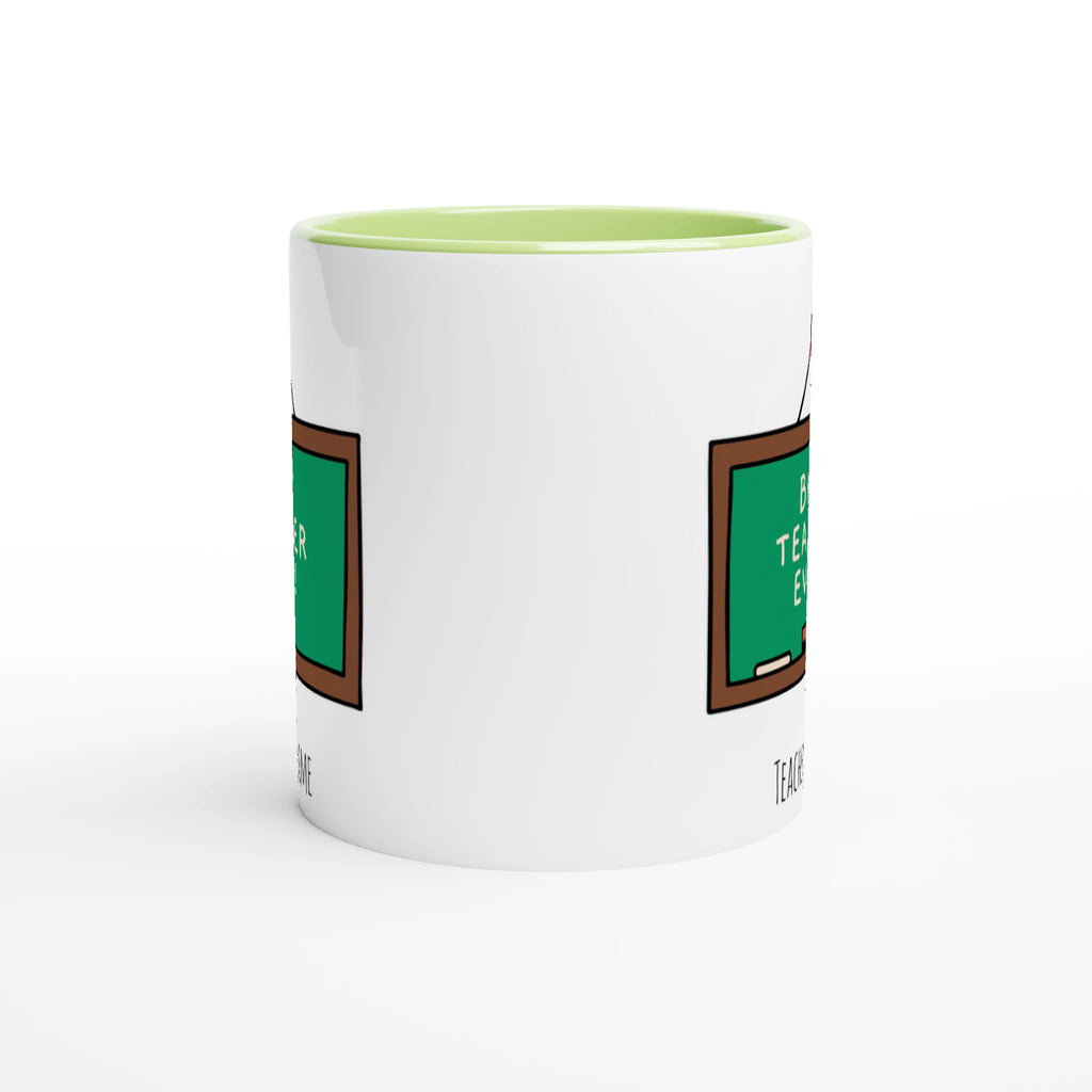 Personalised - Best Teacher Ever, Blackboard - White 11oz Ceramic Mug with Colour Inside Personalised 11oz Mug