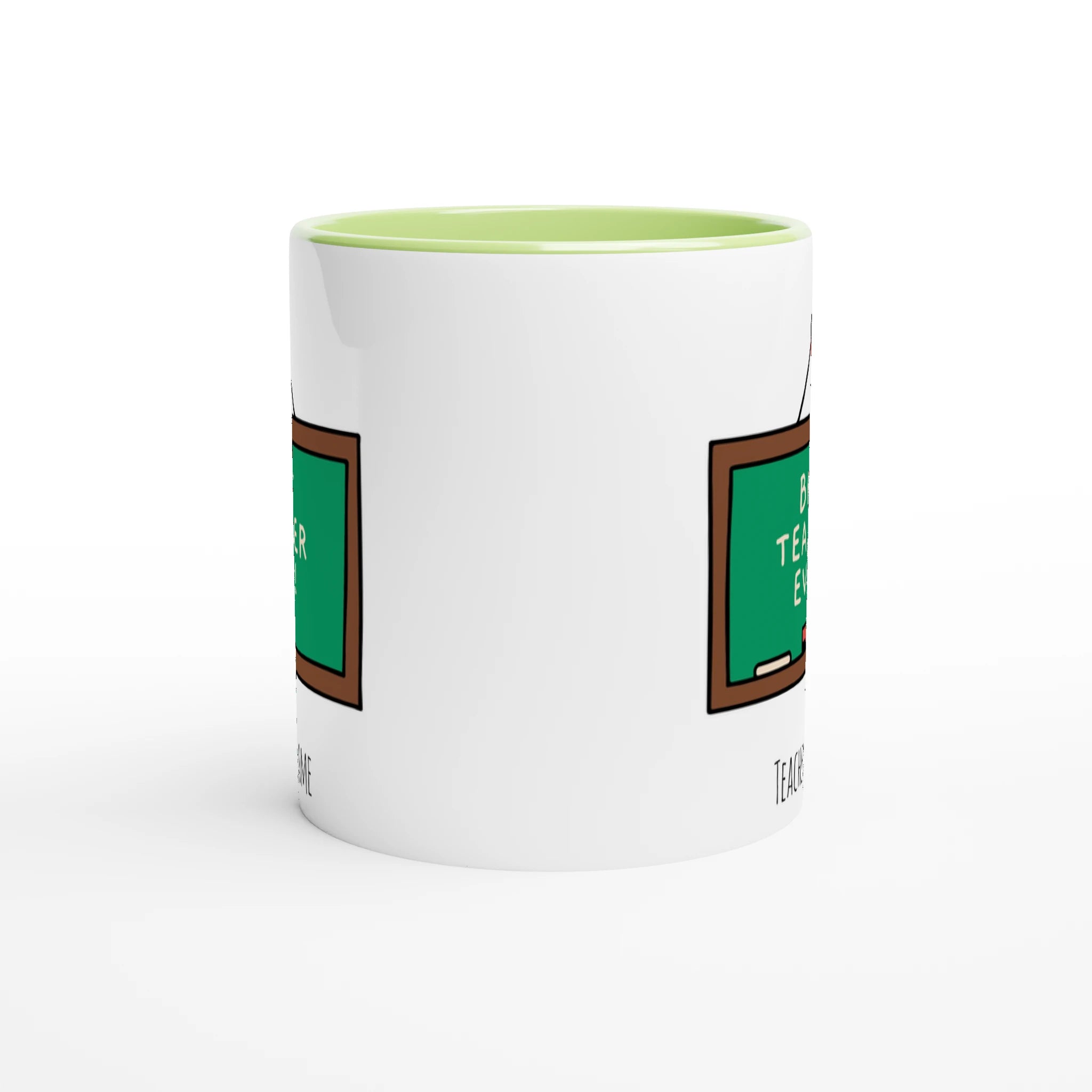 Personalised - Best Teacher Ever, Blackboard - White 11oz Ceramic Mug with Colour Inside Personalised 11oz Mug