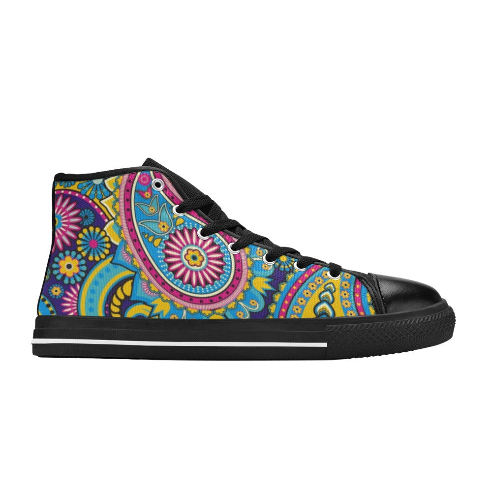 Bright Paisley - Men's High Top Canvas Shoes