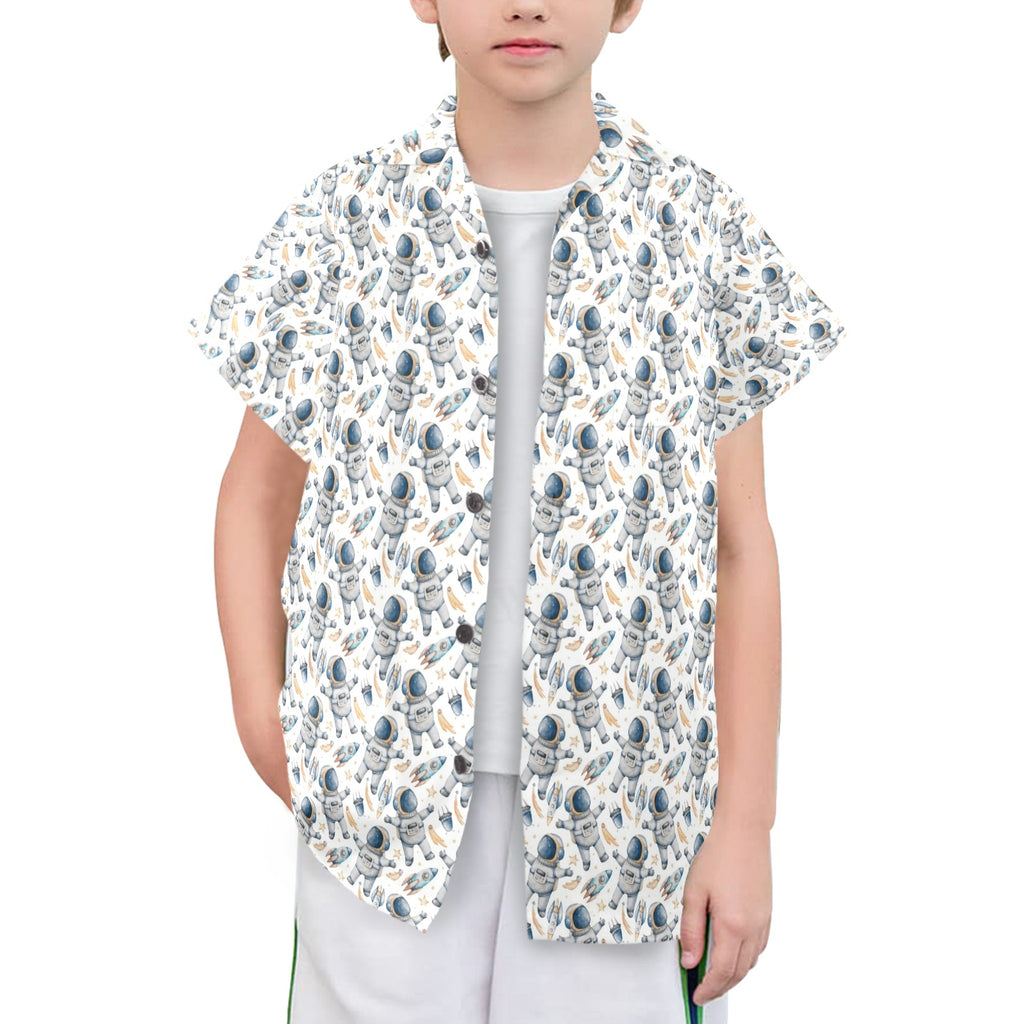 Astronauts And Rocket Ships Senior Kids Hawaiian Shirt