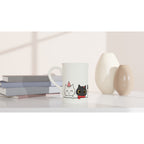 Party Cats - White 10oz Porcelain Slim Mug Porcelain Mug animal Globally Fulfilled