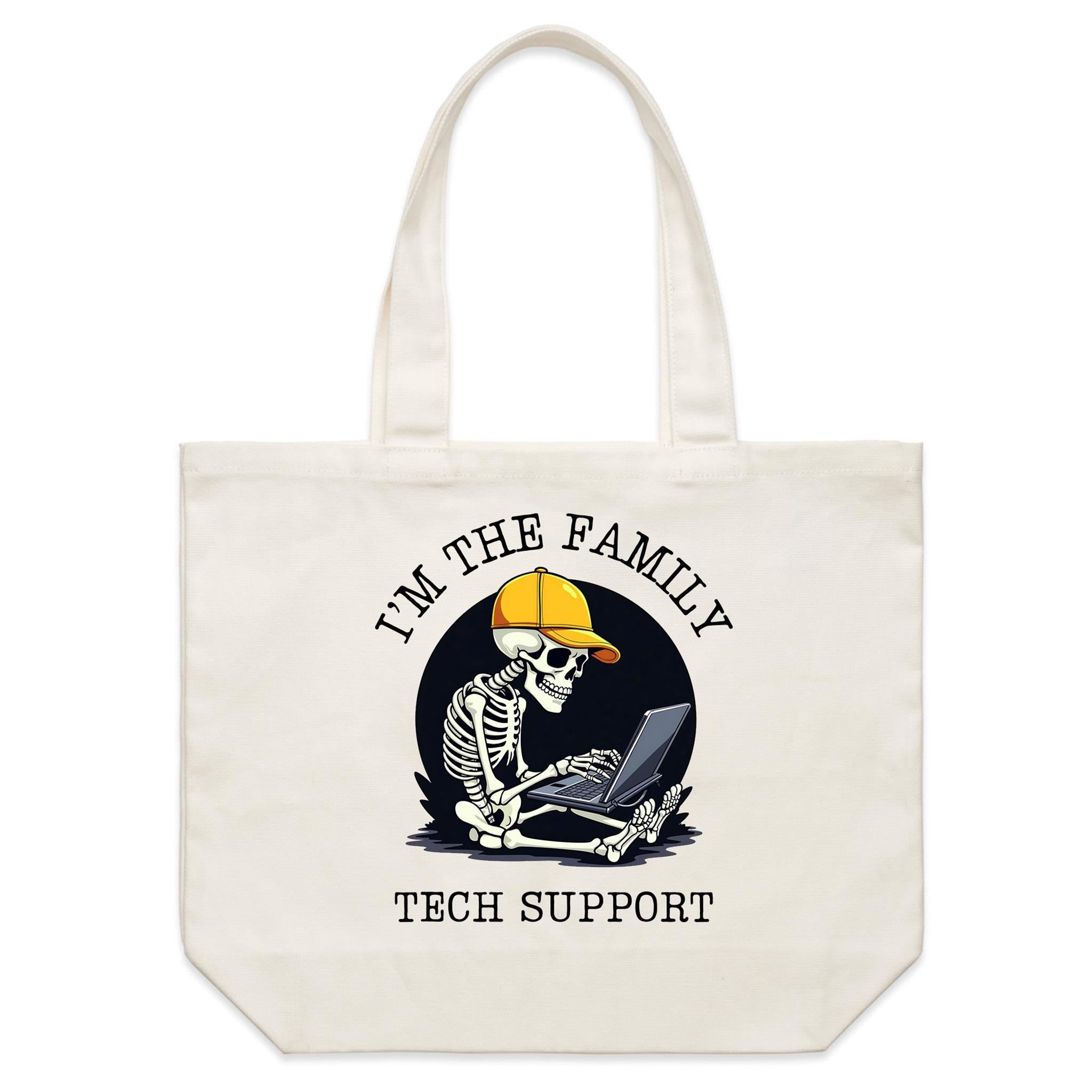 I'm The Family Tech Support, Skeleton - Shoulder Canvas Tote Bag Default Title Large Tote Bag Printed In Australia Tech