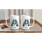 Personalise - Coral Sea Initial - White 15oz Ceramic Mug Personalised 15oz Mug animal customise Globally Fulfilled Initial Name personalise