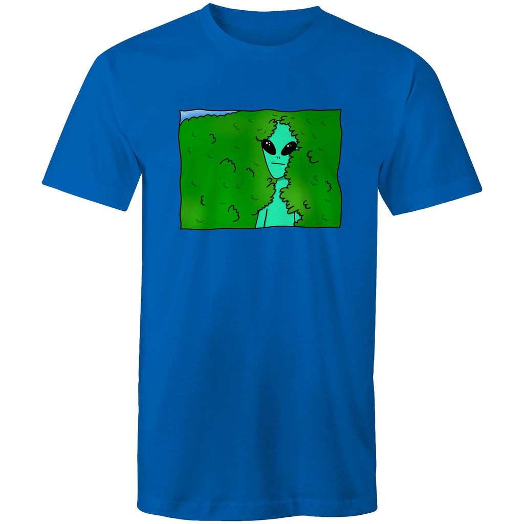 Alien Backing Into Hedge Meme - Mens T-Shirt Bright Royal Mens T-shirt Printed In Australia Sci Fi
