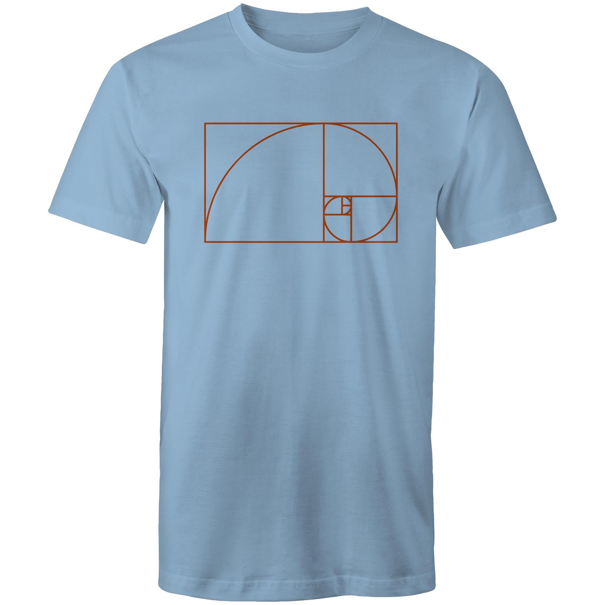 Fibonacci - Mens T-Shirt Carolina Blue Mens T-shirt Maths Printed In Australia Science