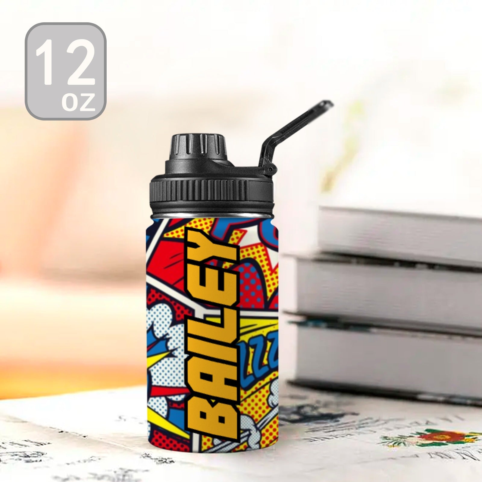Personalised - Comic Book - Kids Stainless Steel Water Bottle