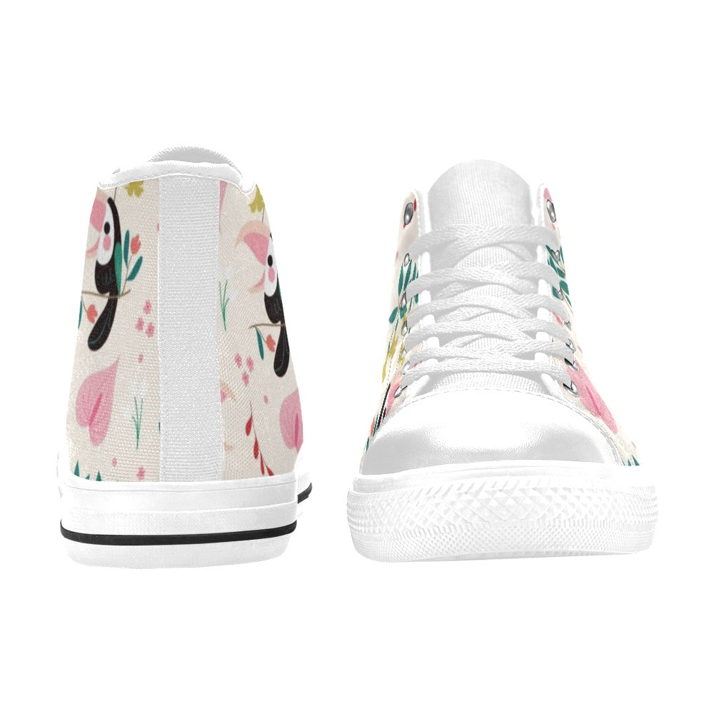 Toucans In Pink Kids High Top Canvas Shoes Kids High Top Canvas Shoes animal Printed Offshore