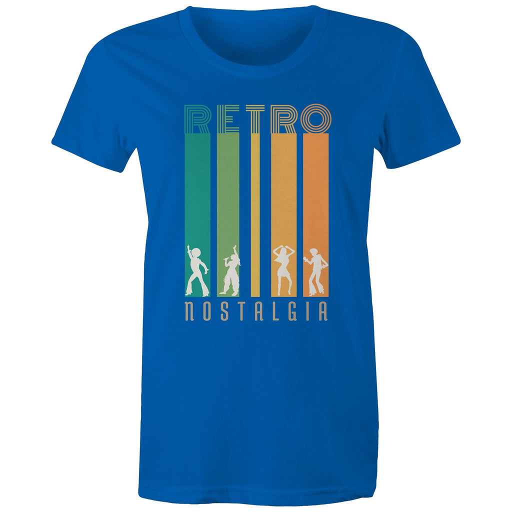 Retro Nostalgia - Womens T-shirt Bright Royal Womens T-shirt Printed In Australia Retro