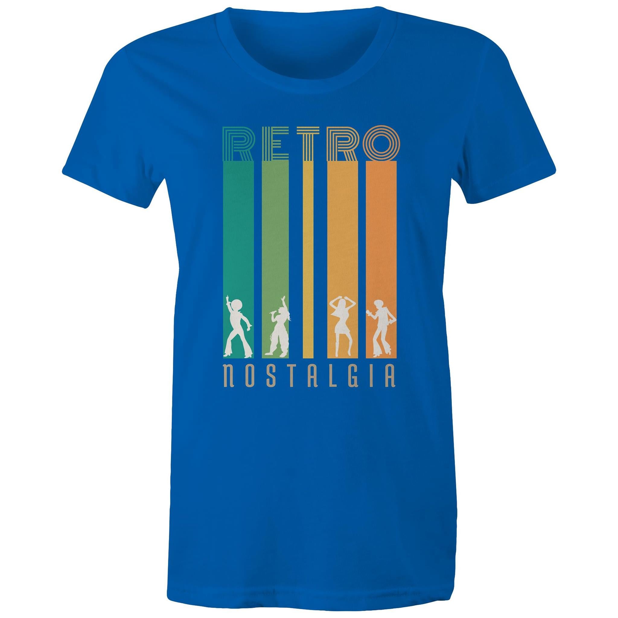 Retro Nostalgia - Womens T-shirt Bright Royal Womens T-shirt Printed In Australia Retro