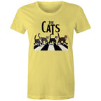 The Cats, Fab Four Crossing Road - Womens T-shirt Yellow Womens T-shirt animal Music Printed In Australia