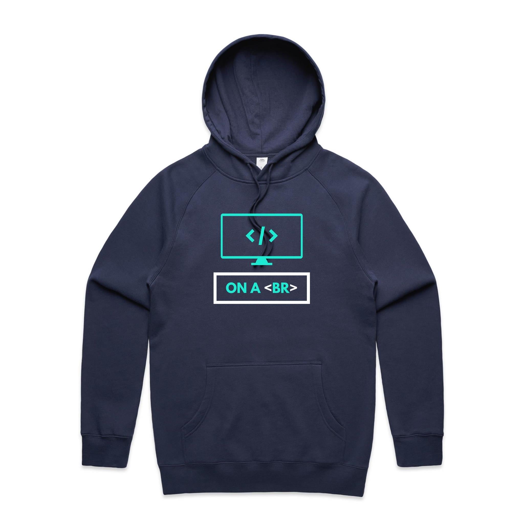 On A Break, Coding - Mens Hoodie Midnight Blue Mens Hoodie Printed In Australia Tech