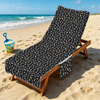 Chess Pattern Beach Chair Towel Cover with Side Pockets