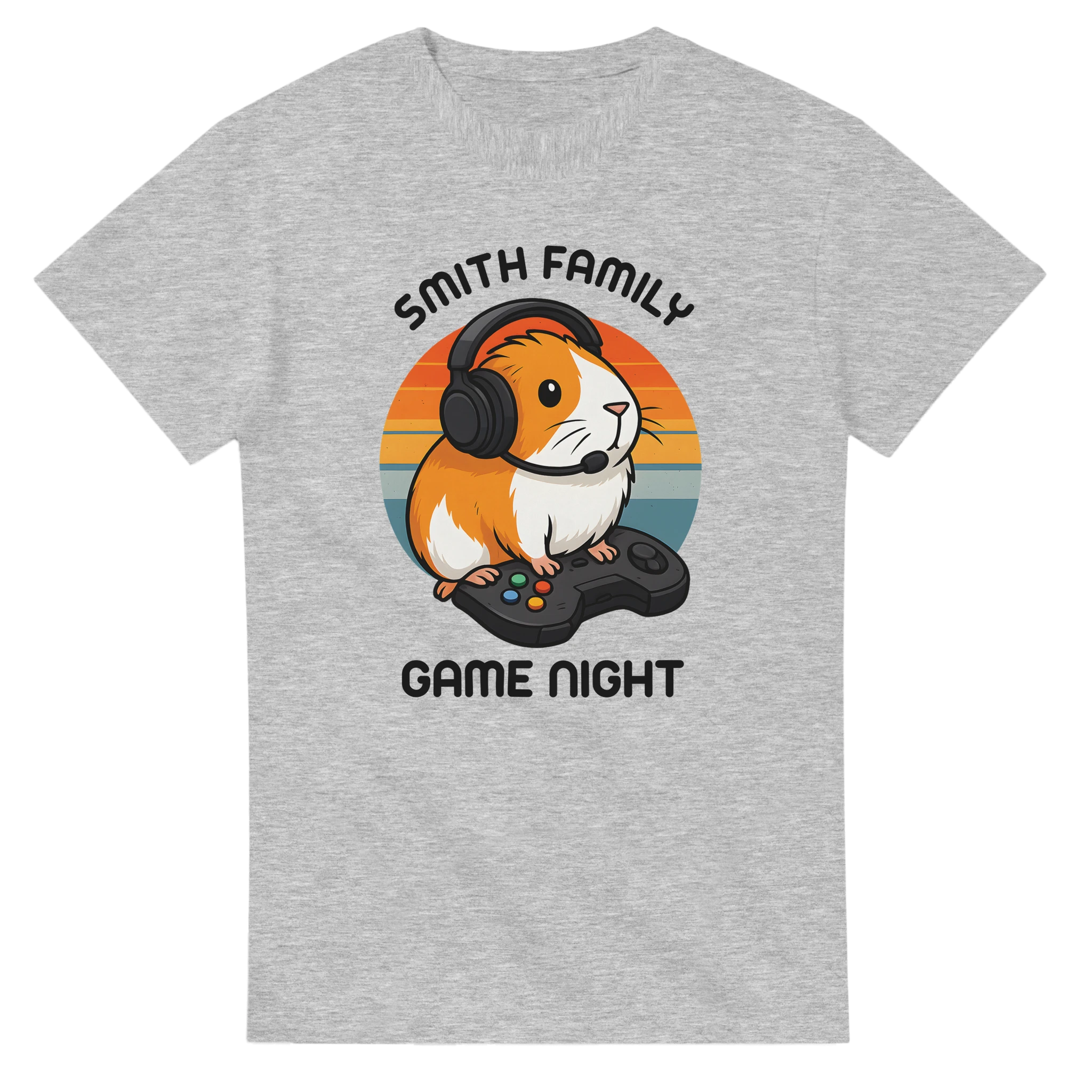 Family Game Night - Personalised T-shirt (Up to 5XL) Ash Personalised T-shirt (Up to 5XL)