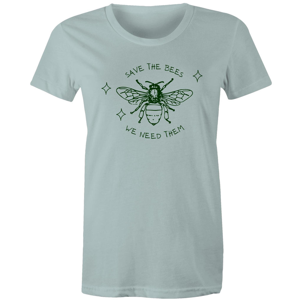 Save The Bees - Womens T-shirt Pale Blue Womens T-shirt animal Printed In Australia
