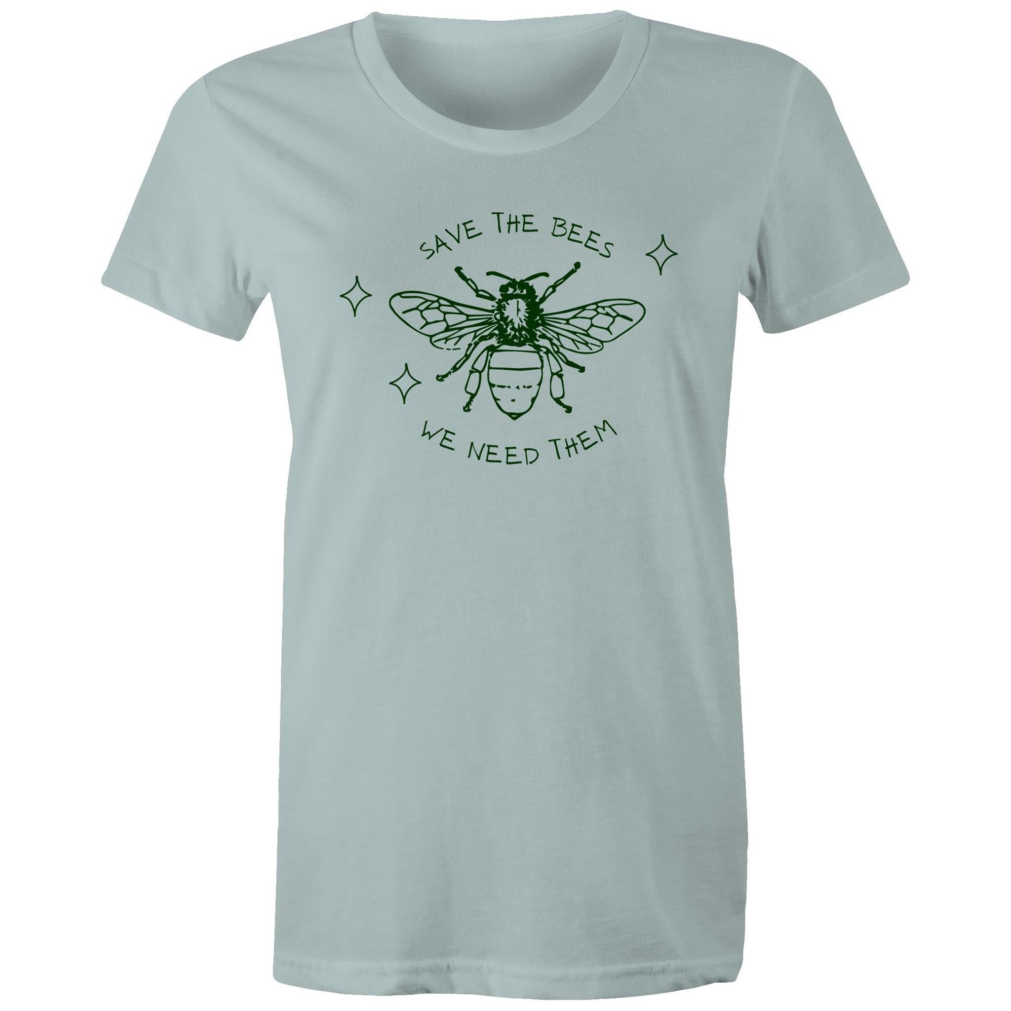 Save The Bees - Womens T-shirt Pale Blue Womens T-shirt animal Printed In Australia