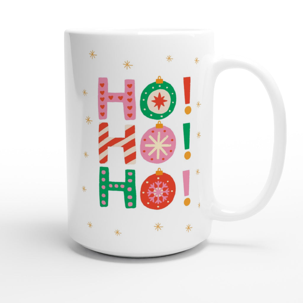 Christmas Ho Ho Ho - White 15oz Ceramic Mug Christmas 15oz Mug Christmas Globally Fulfilled