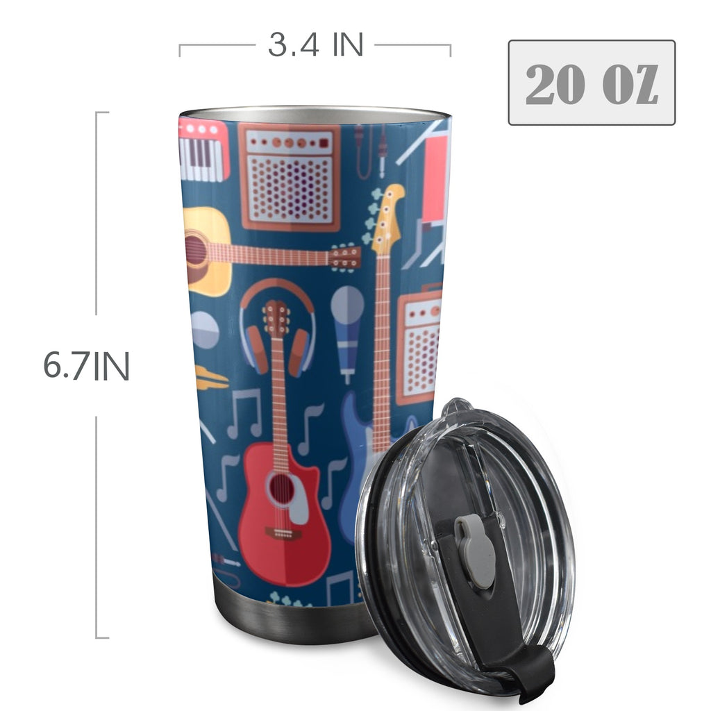 Music Instruments - 20oz Mobile Tumbler with Lid (Black Lock) 20oz Travel Mug Music Printed Offshore